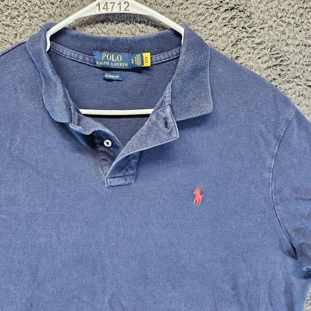 Polo Ralph Lauren Polo‎ Shirt Men Size XL Blue Classic Fit Short Sleeve
